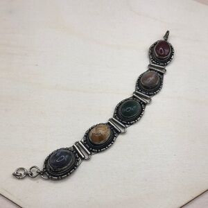 Vintage artisan handmade stone/gemstone statement style bracelet.